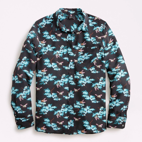 J. Crew Tops - ⚡️50% Summer Sale J.Crew Botanical Bee Silk Shirt